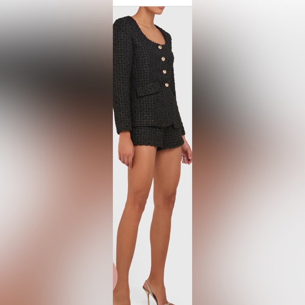 Amanda Uprichard Black Textured Romper